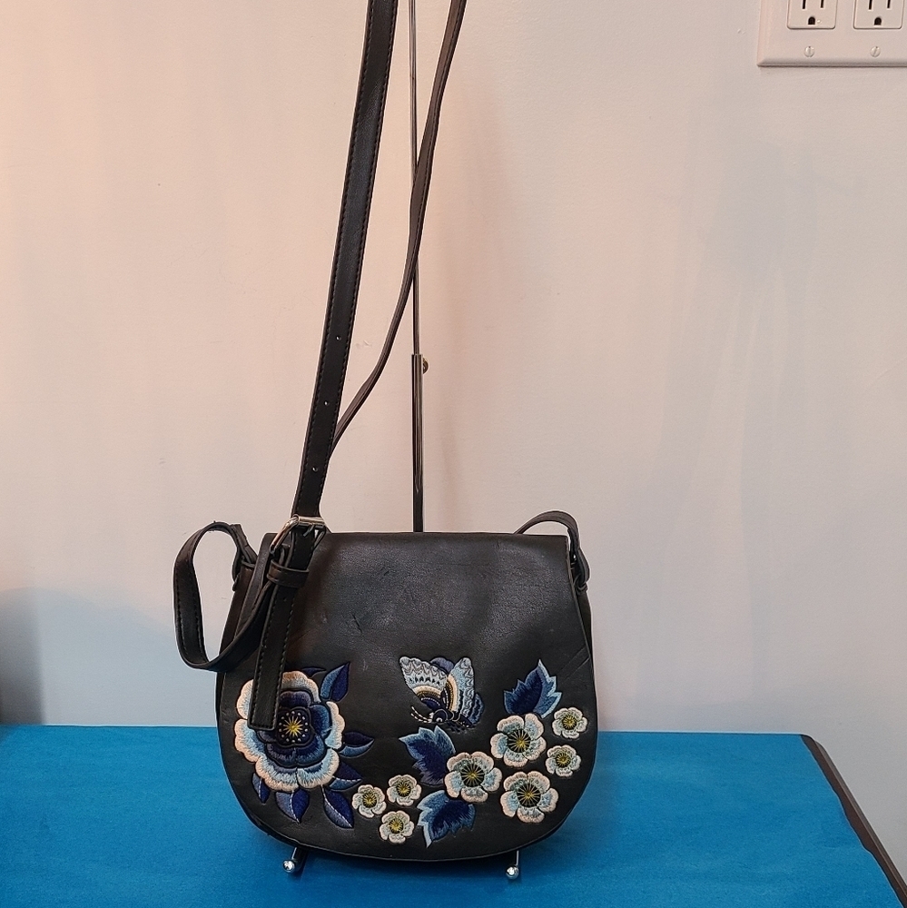 French Connection Floral Crossbody Saddle Bag